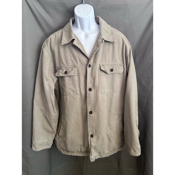 Old Navy Men’s Khacki Longsleeve Button-up Sherpa Painters Jacket - L - Picture 1 of 10